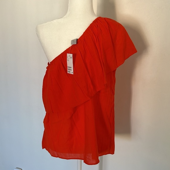🎈3/$25🎈NWT H&M Orange One Shoulder Top - Picture 3 of 6